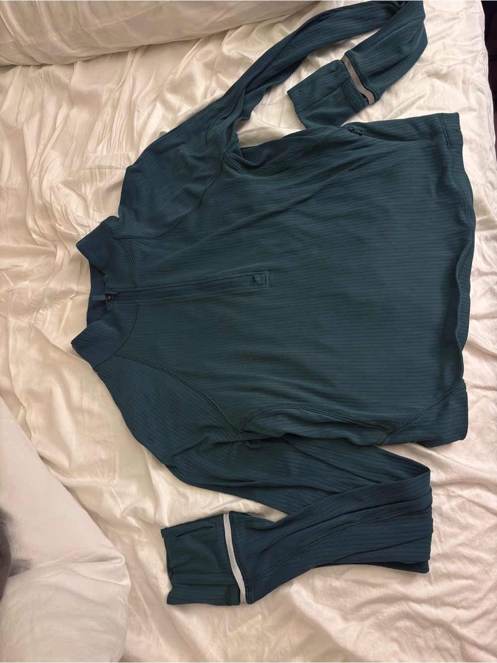 lululemon athletica Teal Ribbed Half-Zip Muscle Tee